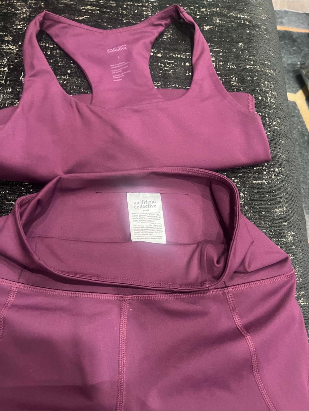 girlfriend collective Plum Seamless Racerback Sports Bra and High-Waist Leggings